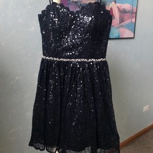 Navy Sequin Formal Dress